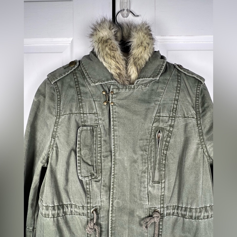 Vintage We The Free Olive Utility Jacket/Removable Faux Fur Lining Size XS - Picture 7 of 10